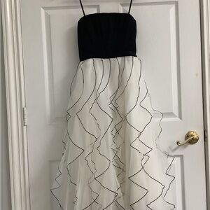 BCBG Black and White Strapless Dress
